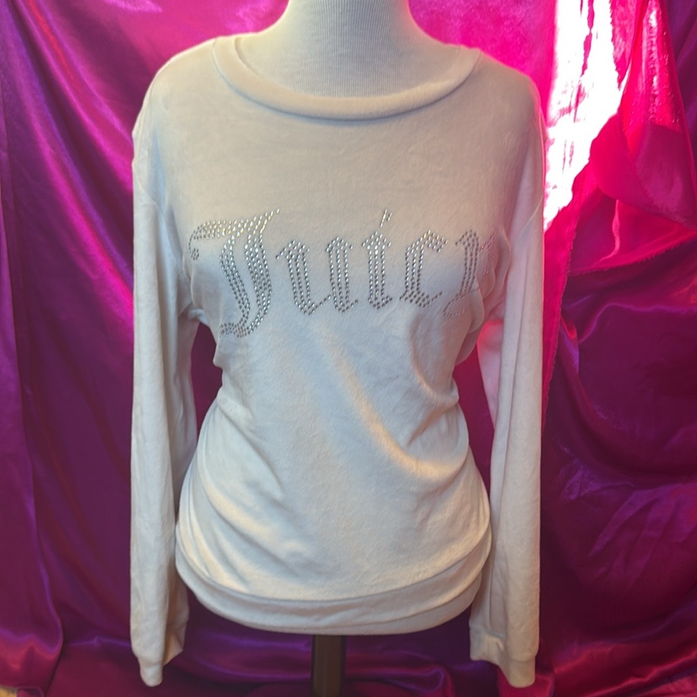 Juicy couture cream coloured super soft fleece long sleeve logo size lare